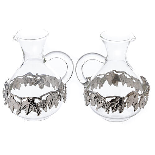 Pair of blown glass Palermo ampoules with ring 140 ml 2