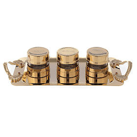 Triple oil stock in 24-karat gold plated brass
