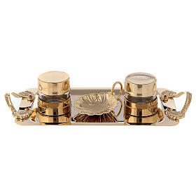 Double oil stock for Baptism with 24-karat gold plated shell