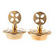 Set of gold plated brass lids round cross for Venise-Rome cruets s1