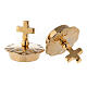 Lids set simple cross 24-karat gold plated brass Palermo-Ravenna-Parma cruets s2