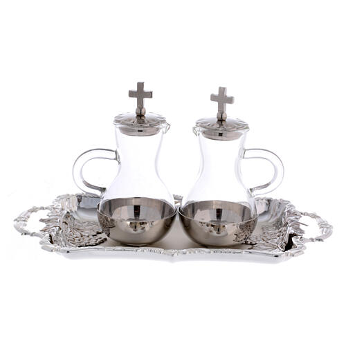 Pair of nickel-plated brass water and wine jugs model Parma ml 75 1