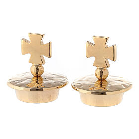 Set of caps, 24K gold plated brass, Venice Rome model, with Maltese cross