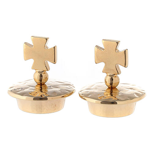 Lids for Venise-Rome cruets 24-karat gold plated brass Maltese cross 1