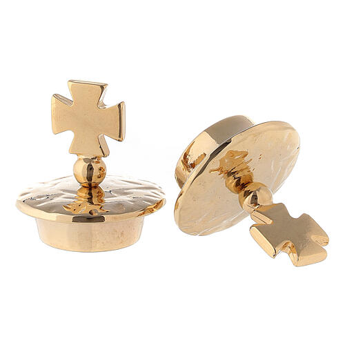 Lids for Venise-Rome cruets 24-karat gold plated brass Maltese cross 2