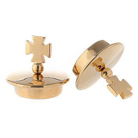 Caps for cruets, Maltese cross, 24K gold plated brass, Bologna model