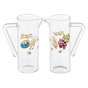 Pair of 60 ml hand painted glass jugs for Ravenna model, made in Italy