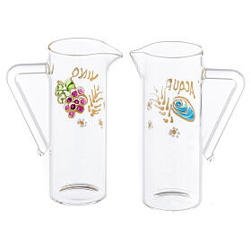 Pair of 60 ml hand painted glass jugs for Ravenna model, made in Italy