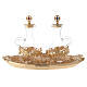 Glass church cruets with golden tray for water and wine s1