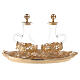 Glass church cruets with golden tray for water and wine s3