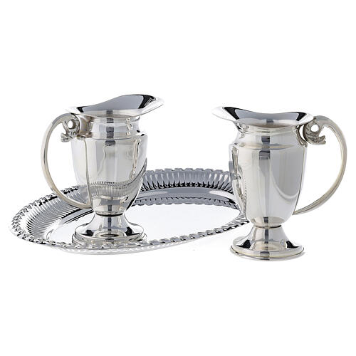 Engraved brass silver-plated mass cruet set with tray 2