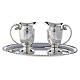 Engraved brass silver-plated mass cruet set with tray s6