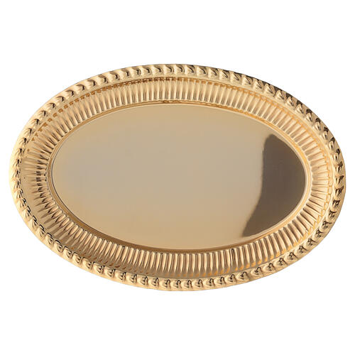Plateau laiton doré ovale pièce de rechange pour set célébration 24x16 cm 2