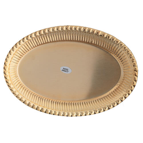 Plateau laiton doré ovale pièce de rechange pour set célébration 24x16 cm 3