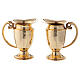 Mass cruet set pair golden brass with engraved spare parts s1