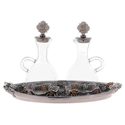 Glass cruets with silver-plated tray 1