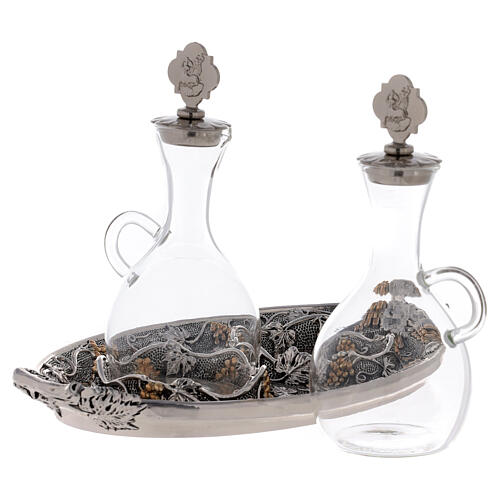 Glass cruets with silver-plated tray 2