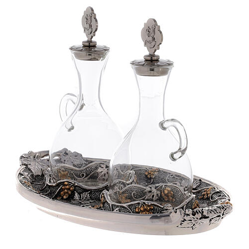 Glass cruets with silver-plated tray 3