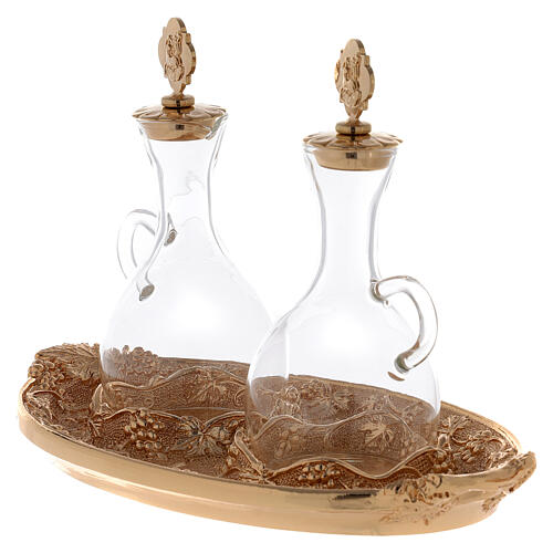 Glass cruets with gold plated tray 2