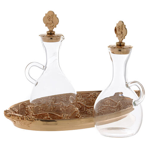 Glass cruets with gold plated tray 3