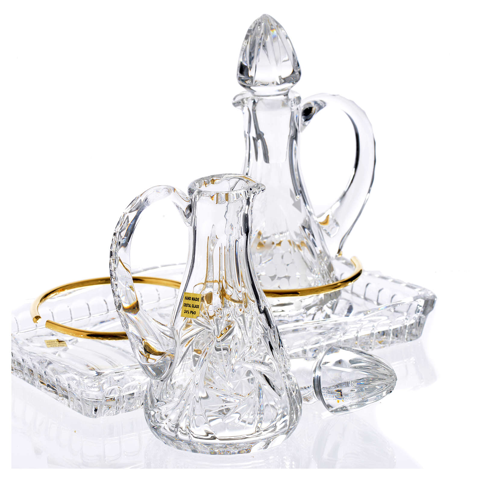Crystal cruets set and tray online sales on HOLYART.co.uk
