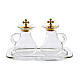 Set with 2 glass cruets and tray s1