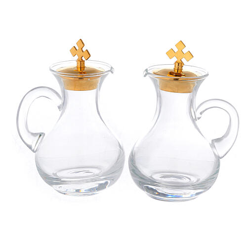 Cruet set and tray in Holy Land olive wood 3