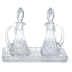 Cruet set for mass in crystal with rectangular carrying tray