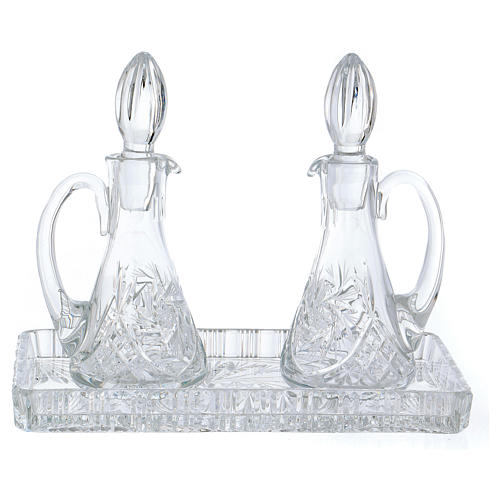 Cruet set for mass in crystal with rectangular carrying tray 1