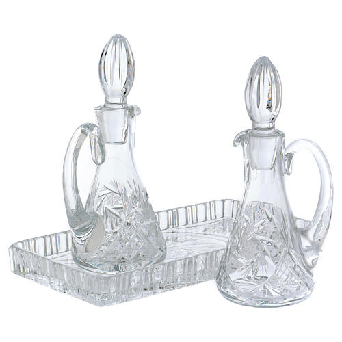 Cruet set for mass in crystal with rectangular carrying tray 2