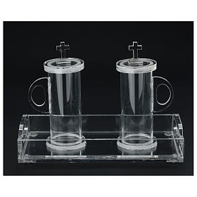Bandeja y ampollas con cruz de plexiglás 100 ml