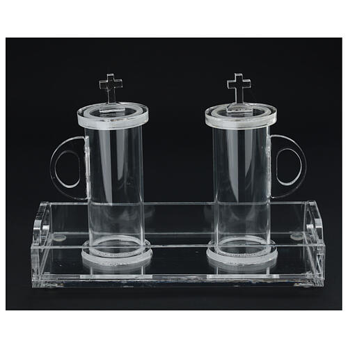Bandeja y ampollas con cruz de plexiglás 100 ml 2
