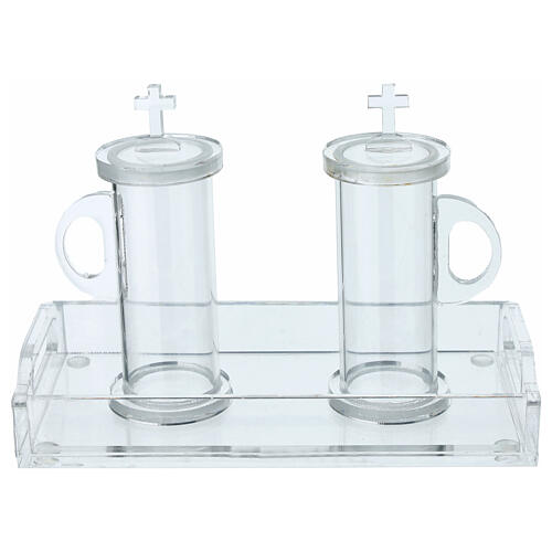 Vassoio e ampolle con croce in plexiglass 100 ml 1