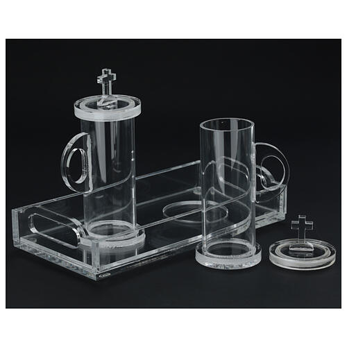 Vassoio e ampolle con croce in plexiglass 100 ml 3