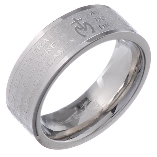 Hail Mary prayer ring in Italian - stainless steel LUX 1