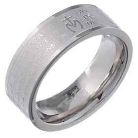 Hail Mary prayer ring in Italian - stainless steel LUX