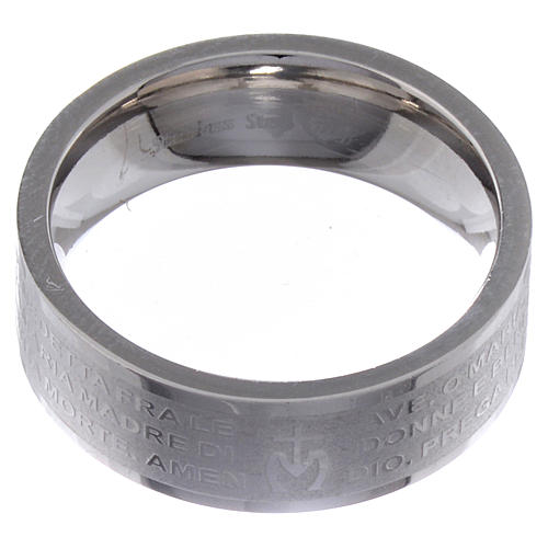 Hail Mary prayer ring in Italian - stainless steel LUX 2