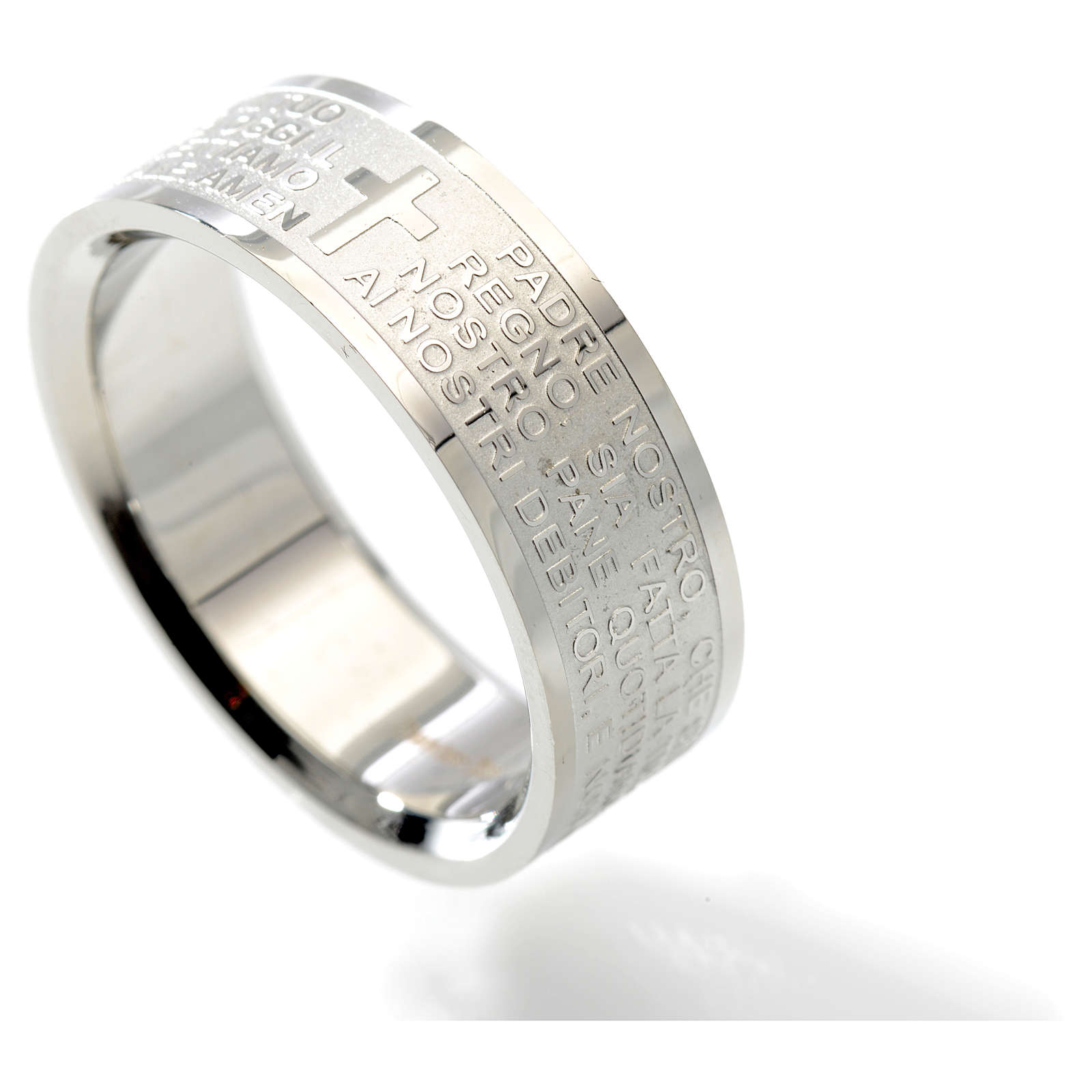 Our Father Prayer Ring In Italian Stainless Steel Lux