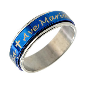 Rotating ring with Ave Maria blue glazed