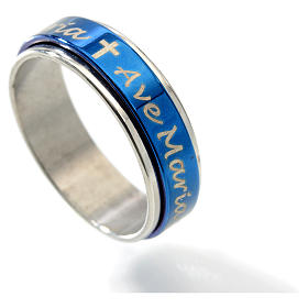 Rotating ring with Ave Maria blue glazed