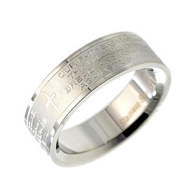 Our Father prayer ring in English - stainless steel LUX