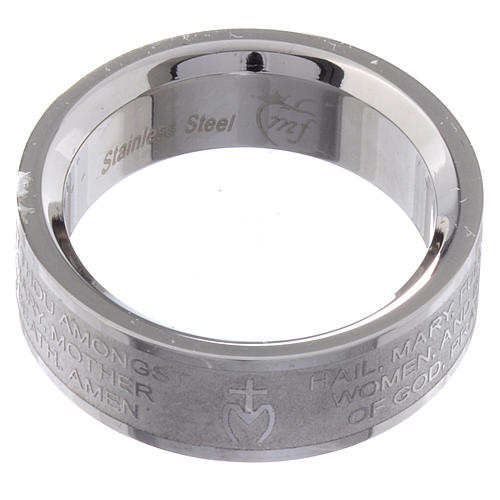 Prayer ring HAIL MARY in stainless steel - ENGLISH LUX 2