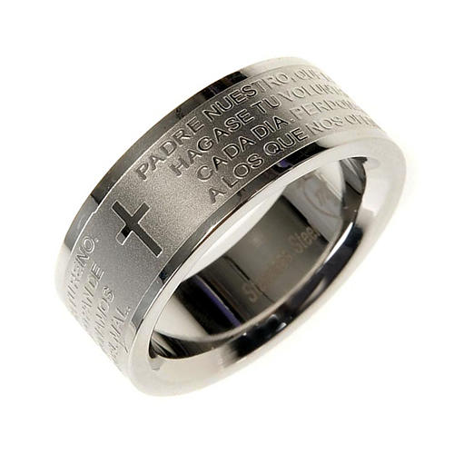 Our Father prayer ring in Spanish - stainless steel LUX 1