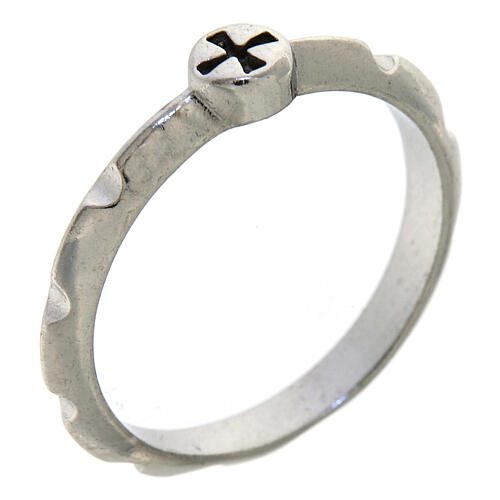 Single-decade ring in silver 925 with cross 1