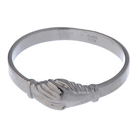 Saint Rita ring in 925 silver with shaking hands s4