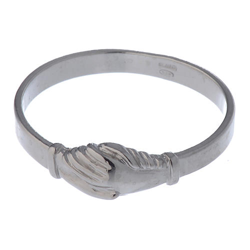 Saint Rita ring in 925 silver with shaking hands 4