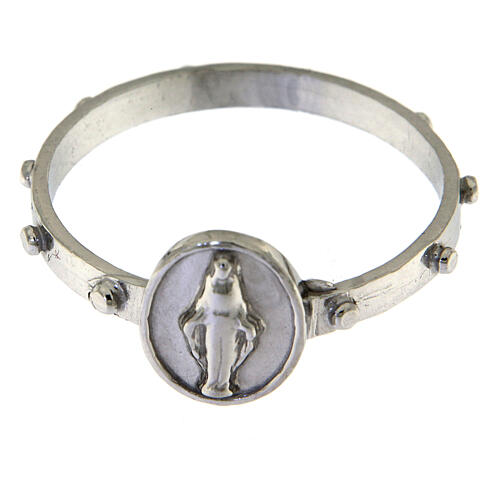 Różaniec na palec medalik Madonna srebro 925 2