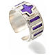 Single decade rosary ring  silver and violet enamel s2