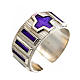 Single decade rosary ring  silver and violet enamel s1