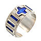 Single decade rosary ring  silver and blue enamel s1